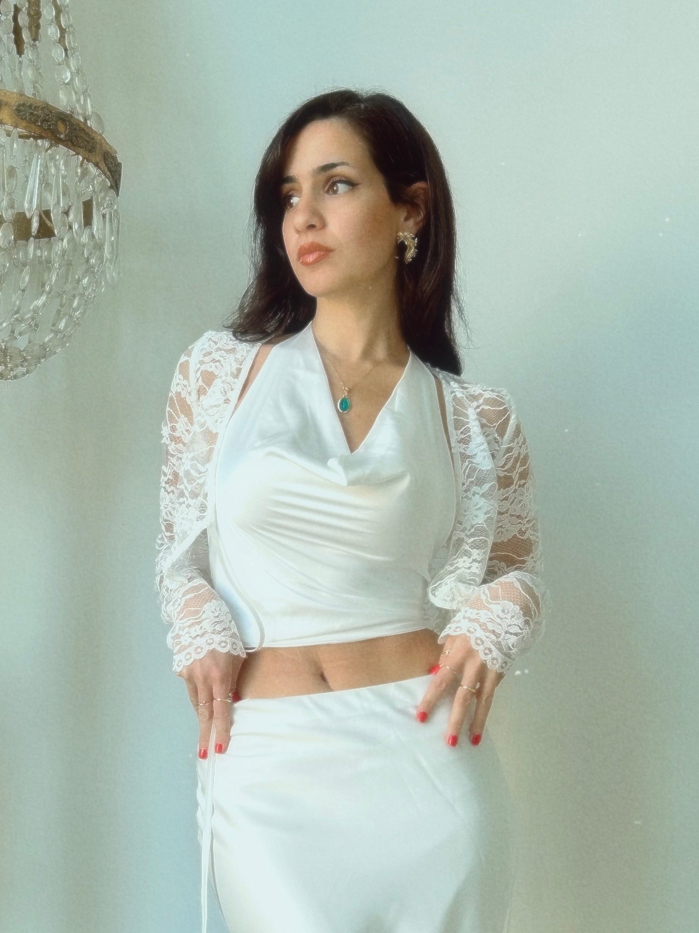 Dolce Vita Silky Satin top in Mother Pearl