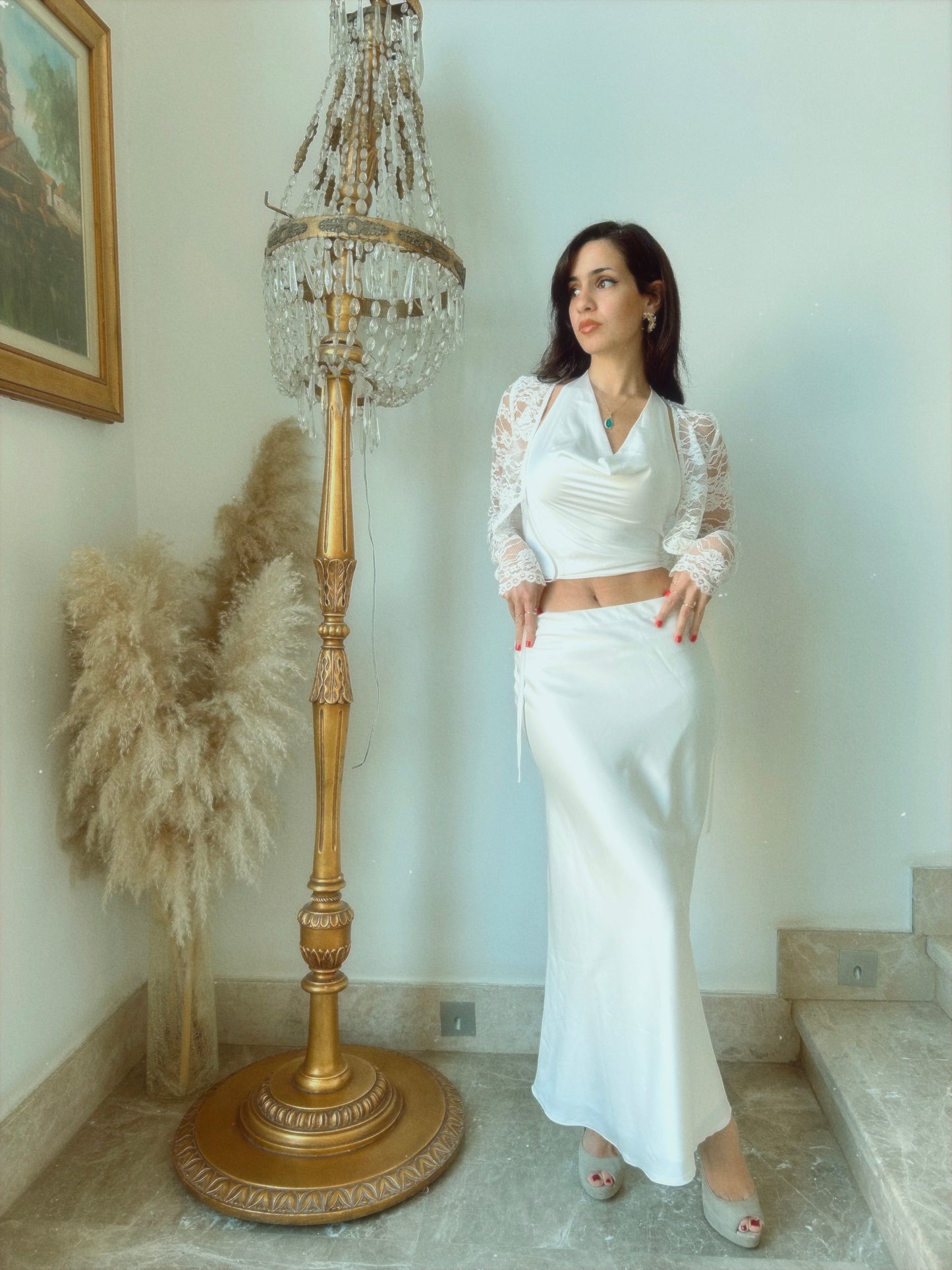 Dolce Vita Silky Satin Set in Mother Pearl