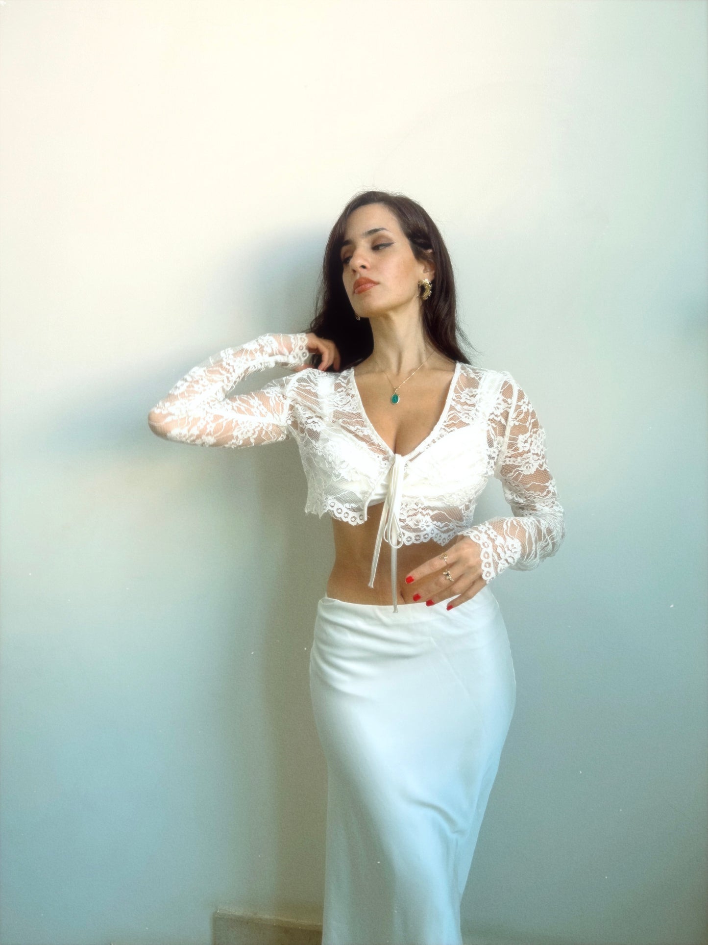 Sofia Lace Bolero Cover Up In Mother Pearl