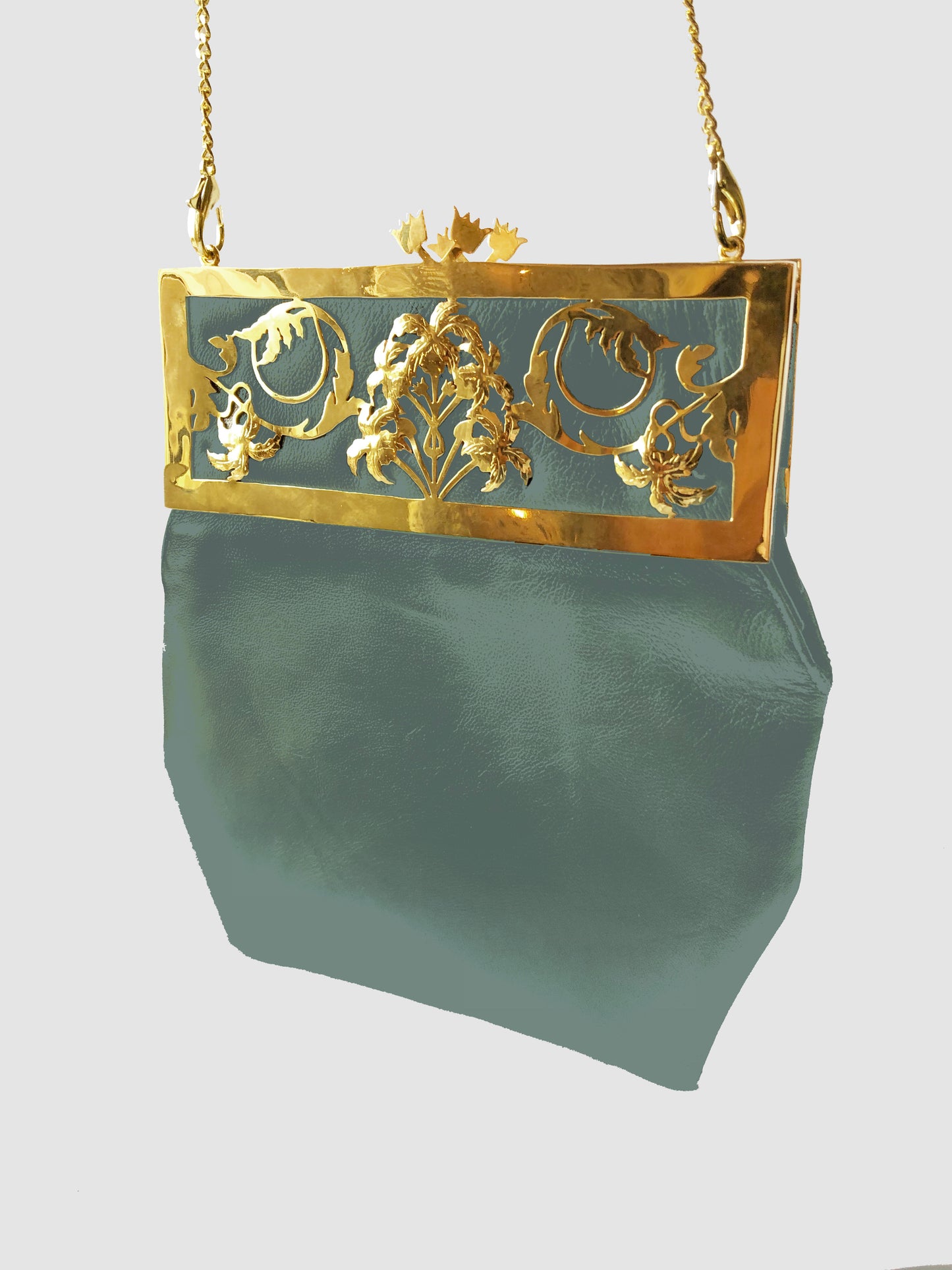 Nile Deco Palm Purse Gold