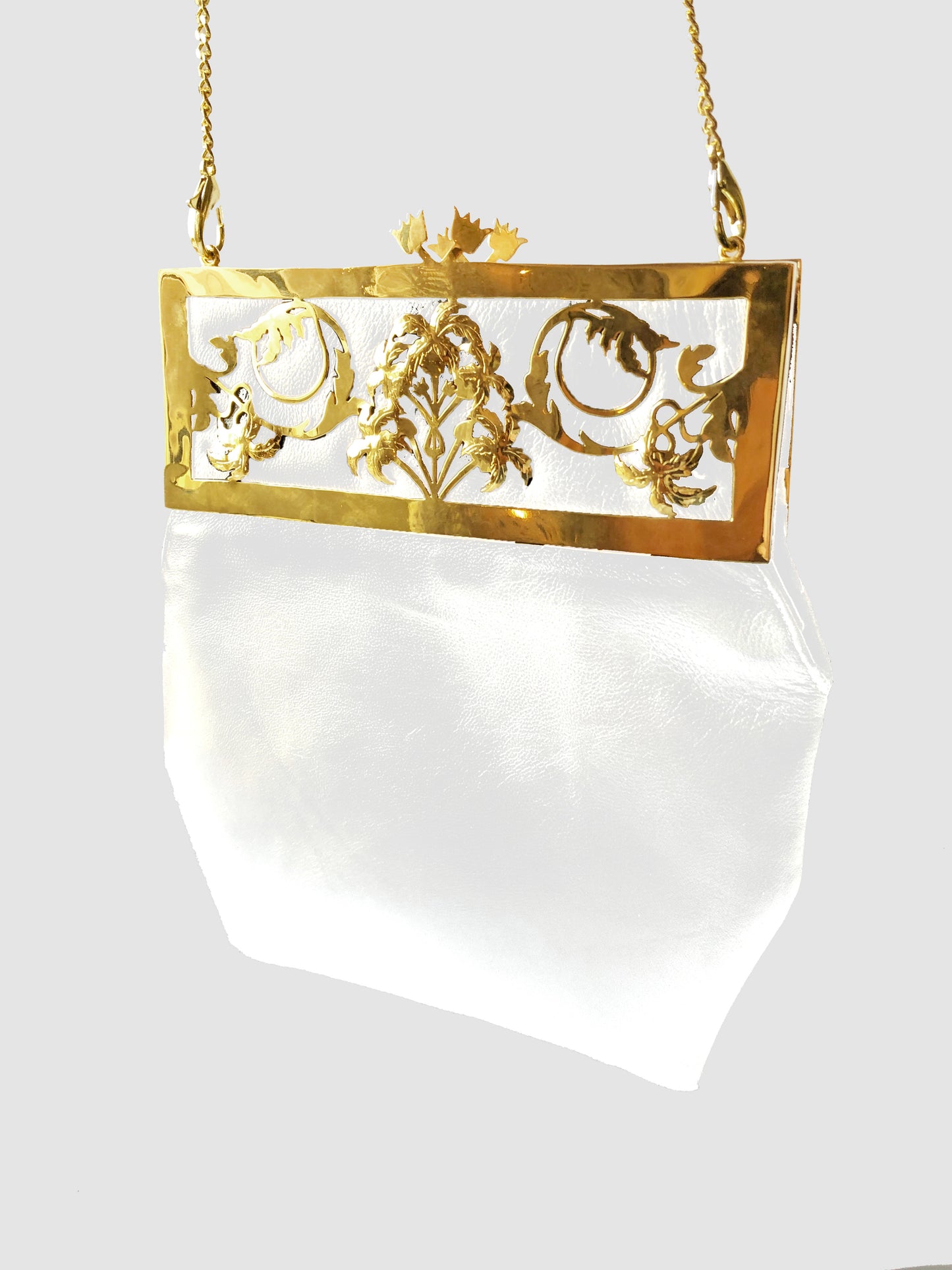 Angelica Deco Palm Purse Gold