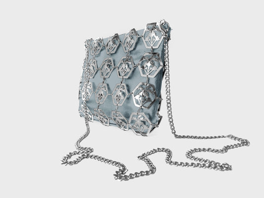 ELVIRA CLUTCH SILVER LIZ TAYLOR