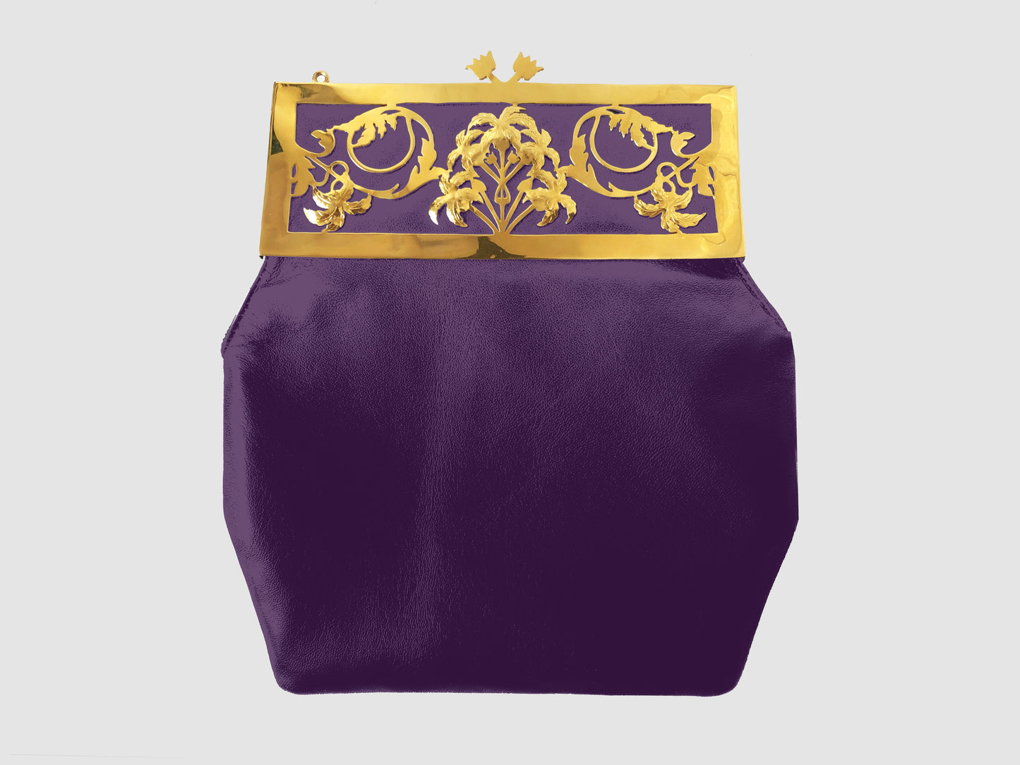 Amethyst Deco Palm Purse Gold