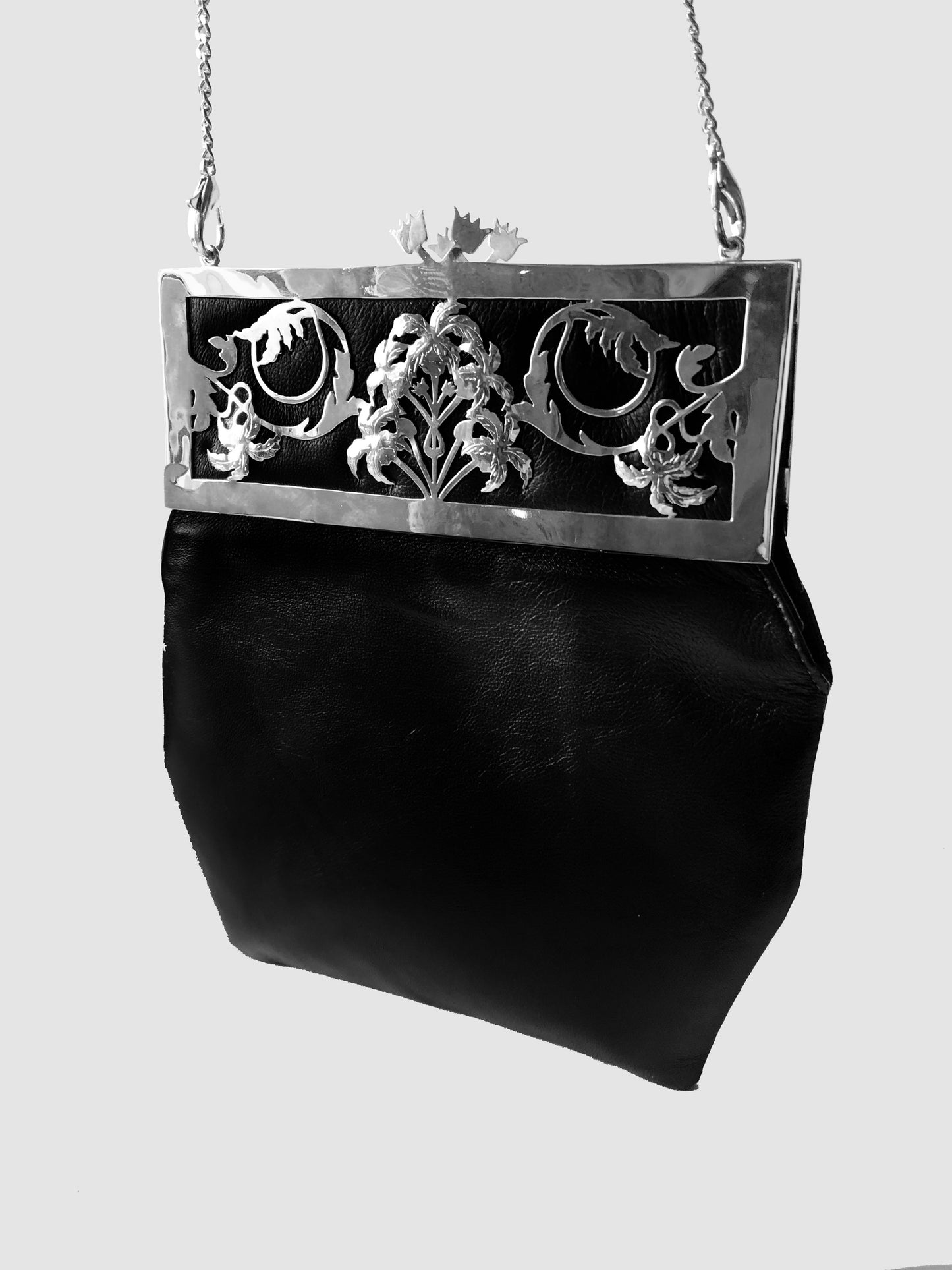 Deco Palm Purse Silver
