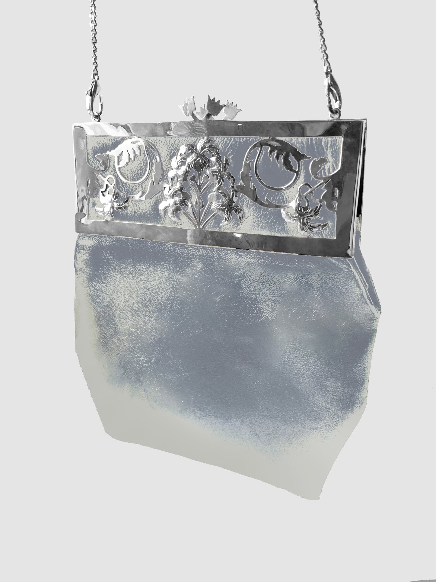 Liz Taylor Deco Palm Purse Silver