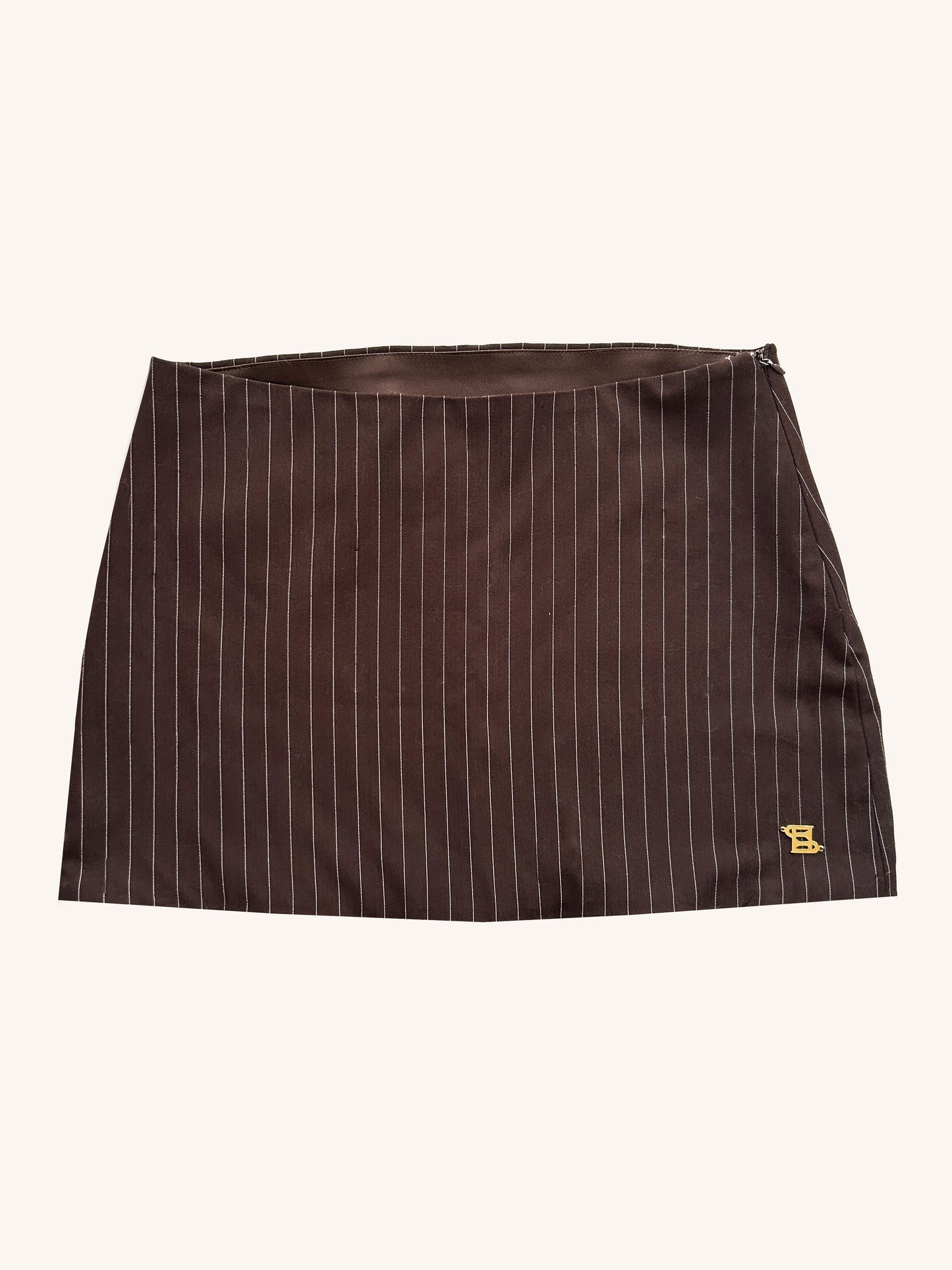 FALL FOR ME Skirt in chocolate pinstripes