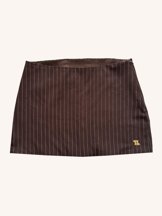 FALL FOR ME Skirt in chocolate pinstripes